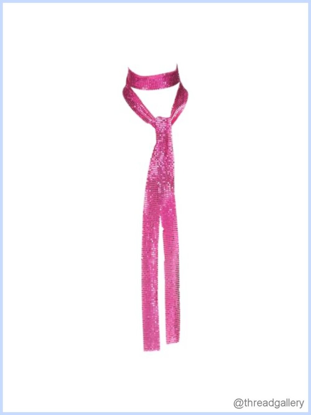 Sequin Scarf Punk Metal Neck Tie Shiny Long Skinny Scarf for Women